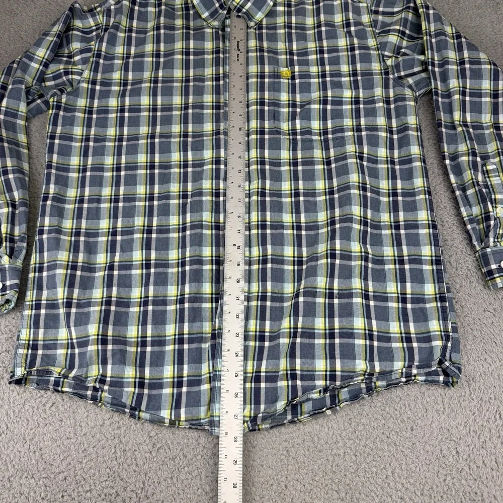 Cinch Shirt Mens Medium Blue Yellow‎ Button Up Western Cowboy Workwear Plaid